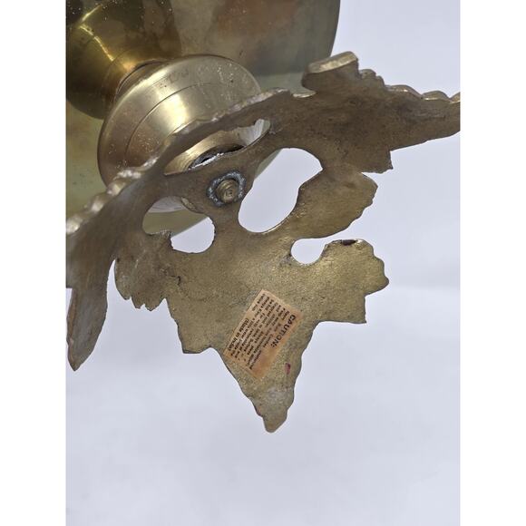 Vintage Brass Pillar Candle Holder Grape Vine 4”H 6.5”W Cottage Retro - Picture 7 of 11